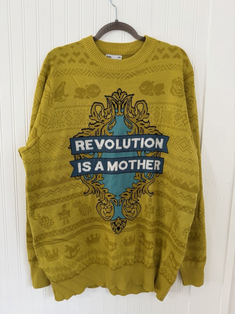 Hulu Mens Sweater Size 2XL Turtleneck Revolution Is A Mother The Great